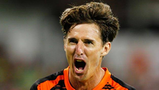 Brad Hogg, 44, plies his trades for club teams across the world in the - Brad-Hogg-of-the-Perth-Scorchers-celebrates-after-defeating-the-Hurricanes-during-the-Big-Bas-6