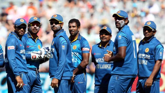 Dhammika Prasad of Sri Lanka celebrates taking the wicket ... - 628 x 355 jpeg 77kB