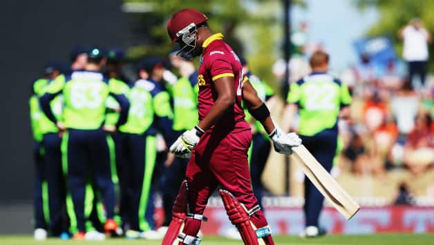 West Indies batsman Darren Bravo walks back after getting dismissed for a four-ball duck © Getty Images