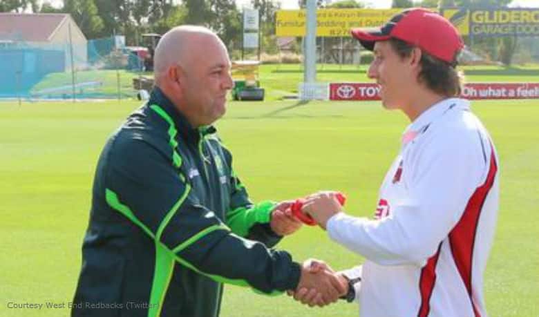 Darren Lehmann flies 3000km against all odds to hand his son Jake Lehmann Redbacks baggy red cap on his First-Class debut