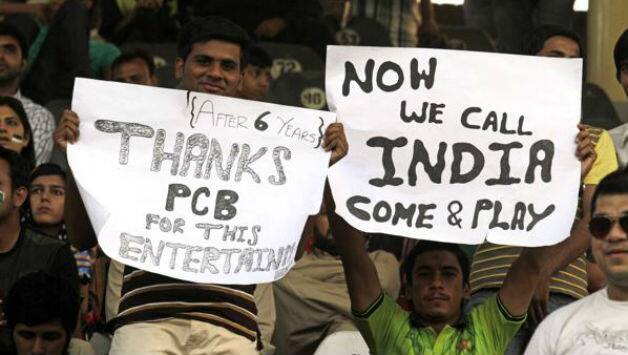 Pakistan fans asking India to visit their country.