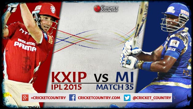 Live Cricket Score Kings XI Punjab vs Mumbai Indians, IPL 2015 Match 35 at Mohali