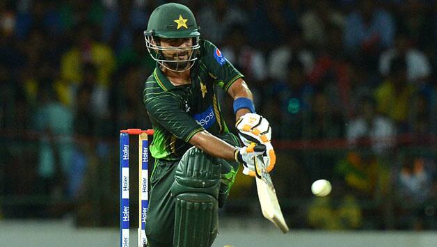 Ahmed Shehzad (above) was dismissed for seven by Binura Fernando © AFP