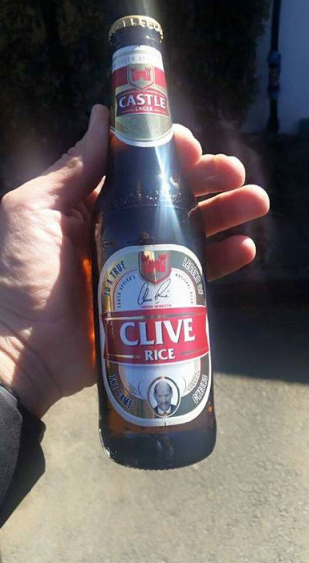 Clive Rice beer! Photo courtesy: Pat Symcox on Facebook