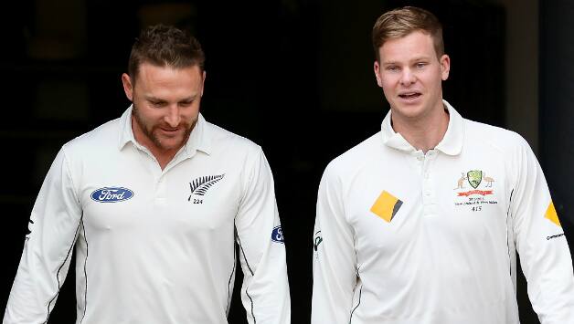 Steven Smith (right) and Brendon McCullum agreed that the day-night Test lived up to its much-hyped billing © Getty Images