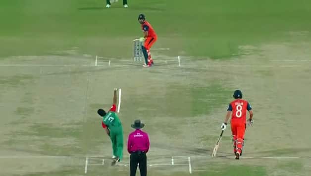 It is evident that Taskin’s arm straightens at the point of delivery. Picture courtesy: BD Sports News 24 on YouTube