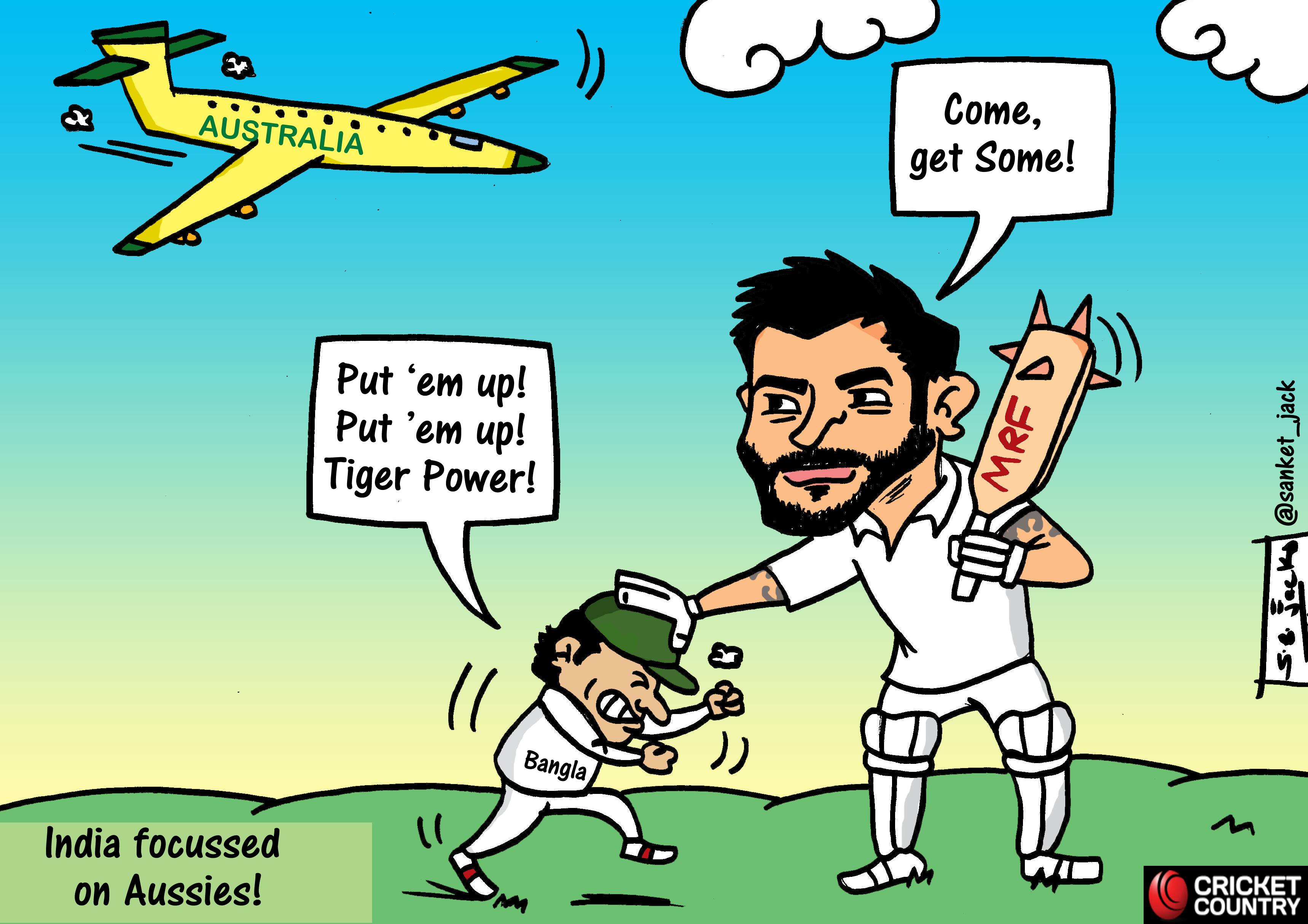 Cartoon India And Kohli Thwart Tiger Power Cricket Country
