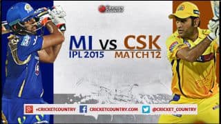 Live Cricket Score Mumbai Indians vs Chennai Super Kings IPL 2015 Match 12 at Mumbai, CSK 189/4 in 16.4 overs: CSK win by 6 wickets with 20 balls to spare Live Cricket Score Mumbai Indians vs Chennai Super Kings IPL 2015 Match 12 at Mumbai, CSK 189/4 in 16.4 overs: CSK win by 6 wickets with 20 balls to spare