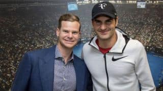 Photo: Steven Smith's fanboy moment with Roger Federer Photo: Steven Smith's fanboy moment with Roger Federer