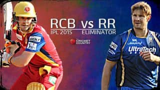 Live Cricket Score Royal Challengers Bangalore vs Rajasthan Royals, IPL 2015 Eliminator at Pune: RCB beat RR by 71 runs Live Cricket Score Royal Challengers Bangalore vs Rajasthan Royals, IPL 2015 Eliminator at Pune: RCB beat RR by 71 runs