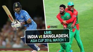 BAN 121/7 in 20 ovs | TGT 167 | Live Cricket Score India vs Bangladesh, Asia Cup 2016 Match 1 at Dhaka: India win by 45 runs BAN 121/7 in 20 ovs | TGT 167 | Live Cricket Score India vs Bangladesh, Asia Cup 2016 Match 1 at Dhaka: India win by 45 runs