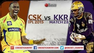 Live Cricket Score Chennai Super Kings vs Kolkata Knight Riders, IPL 2015 Match 28 at Chennai, KKR 132/9 in 20 overs: KKR lose by two runs Live Cricket Score Chennai Super Kings vs Kolkata Knight Riders, IPL 2015 Match 28 at Chennai, KKR 132/9 in 20 overs: KKR lose by two runs