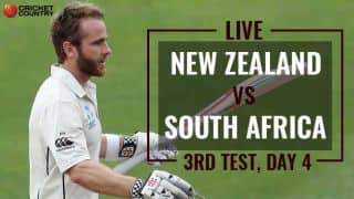 Live Cricket Score, New Zealand vs South Africa, 3rd Test, Day 4: NZ on top at stumps Live Cricket Score, New Zealand vs South Africa, 3rd Test, Day 4: NZ on top at stumps