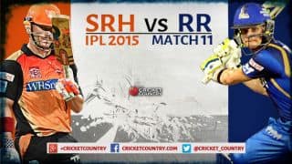 Live Cricket Score Sunrisers Hyderabad vs Rajasthan Royals IPL 2015 Match 11 at Visakhapatnam RR 131/4 in 20 Overs: RR win by 6 wickets Live Cricket Score Sunrisers Hyderabad vs Rajasthan Royals IPL 2015 Match 11 at Visakhapatnam RR 131/4 in 20 Overs: RR win by 6 wickets