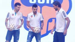 Virat Kohli showcases his football skills at launch of FC Goa jersey for ISL Virat Kohli showcases his football skills at launch of FC Goa jersey for ISL