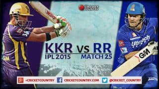 Live Cricket Score Kolkata Knight Riders vs Rajasthan Royals, IPL 2015 Match 25 at Kolkata: Match called off, teams share one point each Live Cricket Score Kolkata Knight Riders vs Rajasthan Royals, IPL 2015 Match 25 at Kolkata: Match called off, teams share one point each