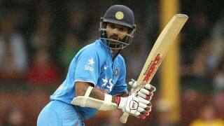 IND vs AUS 5th ODI: Shikhar Dhawan out for 8 IND vs AUS 5th ODI: Shikhar Dhawan out for 8