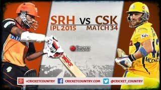 Live Cricket Score Sunrisers Hyderabad vs Chennai Super Kings, IPL 2015 Match 34 at Hyderabad CSK 170/6 in 20 Overs: SRH win by 22 runs Live Cricket Score Sunrisers Hyderabad vs Chennai Super Kings, IPL 2015 Match 34 at Hyderabad CSK 170/6 in 20 Overs: SRH win by 22 runs