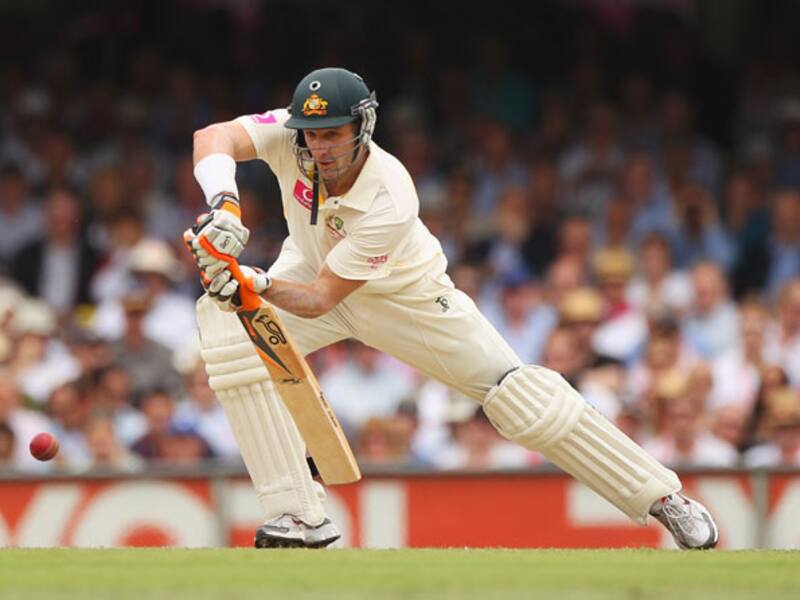 Michael Hussey played a crucial innings of 89 to help Australia set 292-run target against India in the first Test © Getty Images