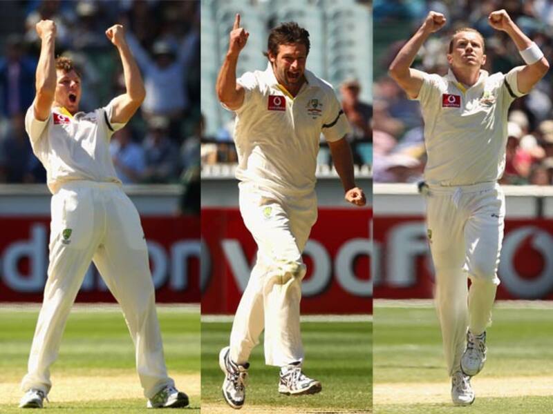 James Pattinson, Ben Hilfenhaus and Peter Siddle took 19 Indian wickets between them to annihilate India in the MCG Test &Acirc;&copy; Getty Images