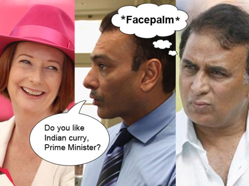 Australian Prime Minister Julia Gillard experiences first hand the long-suffering plight of Indian cricket fan suffering from Ravi Shastri as a commentator