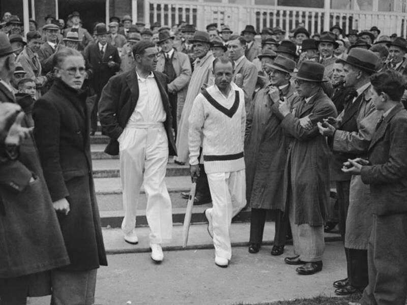 Wally Hammond (L) and Sir Don Bradman going out for the toss in the 1st England vs Australia Test at Trent Bridge, Nottingham. Their intense rivalry and dislike for each other was unmistakable &Acirc;&copy; Getty Images