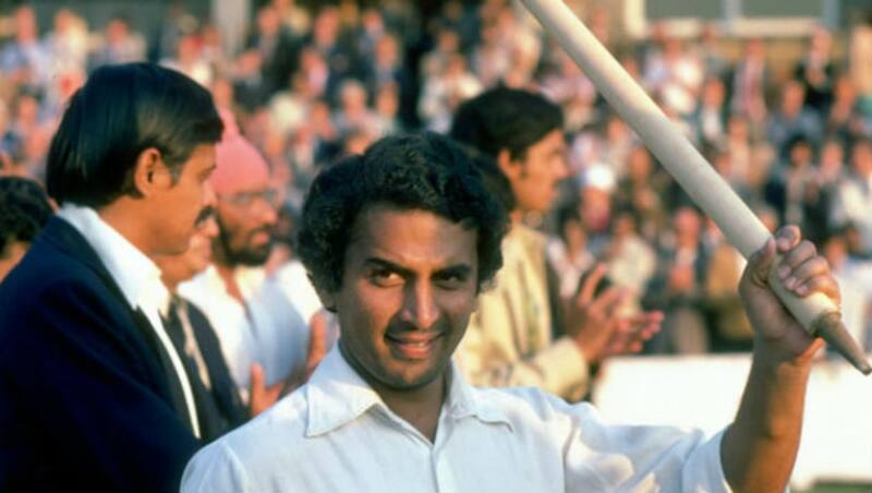 Sunil Gavaskar of India raises a stump after playing one of the greatest fourth innings knock in the history of Test cricket. Gavaskar scored 221 and almost helped India to chase 438 in the 1970 Oval Test against England. Behind Gavaskar is captain Venkataraghavan (in blazer) who made a few questionable decisions on the final day &Acirc;&copy; Getty Images