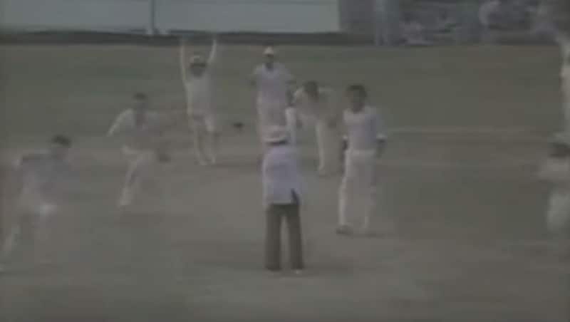 Maninder Singh looks disgruntled as Vikramraju rules him LBW after a roller-coaster final day. Photo courtesy: Jatindra Pandey's YouTube channel