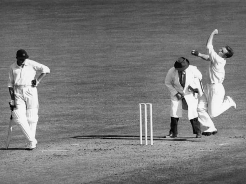 Ray Lindwall did not run up to the wicket; he flowed like a sonnet set in motion. He approached like a graceful yet vigorous wave. At the end erupted a sudden burst of speed and the pistoning of the arm, and as his legs spread in the long stretch of the final stride, the ball was propelled at an incredible speed &Acirc;&copy; Getty Images