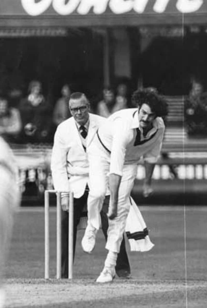 Dennis Lillee registered figures of 7.1-3-29-8 to skittle out a powerful Rest of the World for 59 in 14.1 overs. Since asking his skipper for a break, he had picked up 6 wickets from 19 balls. Lillee went on to scalp one more wicket in the session &Acirc;&copy; Getty Images