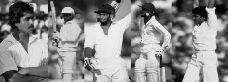 From left: Bandula Warnapura (c), Arjuna Ranatunga, Ranjan Madugalle, Sidath Wettimuny, Ajit de Silva in action during Sri Lanka's first ever Test &copy; Getty Images
