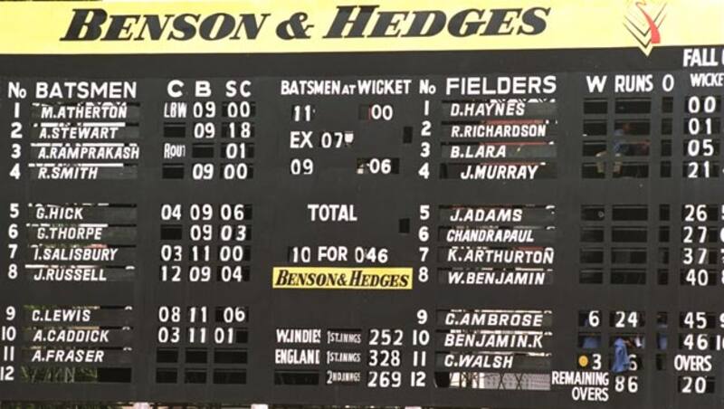 The tell-tale Queen's Park Oval scorecard &copy; Getty Images
