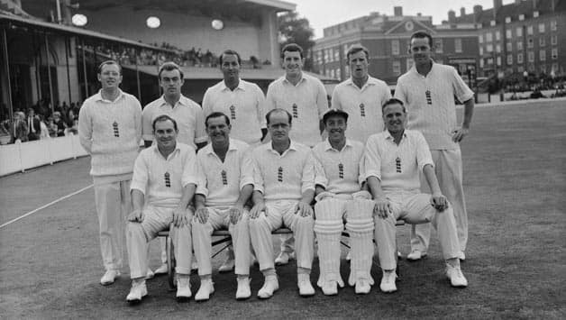 The 1966 England team that beat West Indies at The Oval. Standing, from left: Geoff Boycott, John Edrich, Basil D'Oliveira, Dennis Amiss, Bob Barber. Standing, from left: Ray Illingworth, Tom Graveney, Brian Close (c), John Murray and Ken Higgs © Getty Images