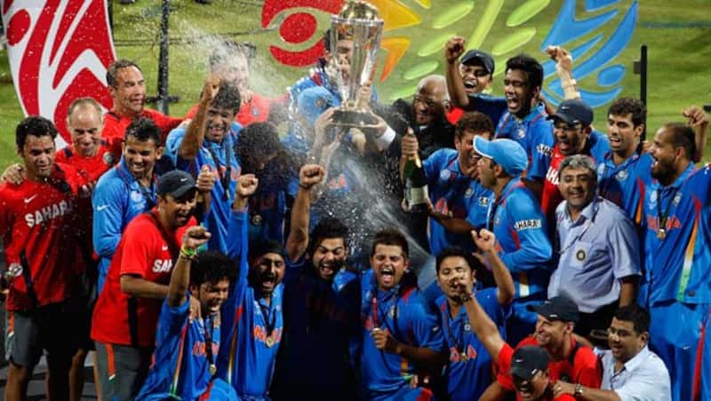 World champions again, after 28 years&acirc;&brvbar; MS Dhoni&acirc;s team after beating Sri Lanka in the 2011 World Cup final at Mumbai&acirc;s Wankhede Stadium on April 2, 2011 &Acirc;&copy; Getty Images
