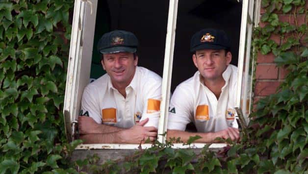 Steve (left) and Mark Waugh on the eve of the 2001 Test against South Africa at the Adelaide Oval. The Test marked the 100th the twins played together © Getty Images