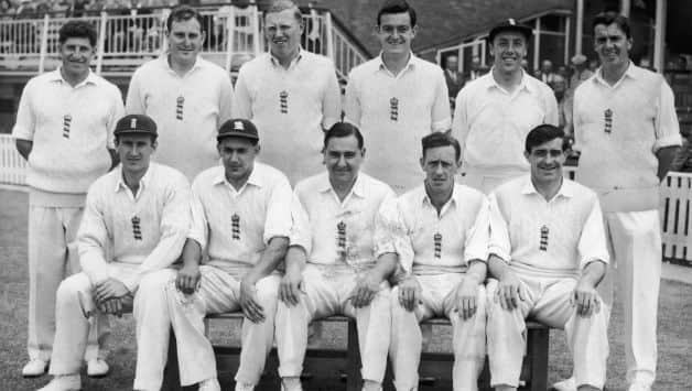 The England cricket for the Edgbaston Test during the 1961 Ashes. Back (from left): Ken Barrington, Ray Illingworth, Michael Smith, Geoff Pullar, John Murray, David Allen. Front (from left): Ted Dexter, Raman Subba Row, Colin Cowdrey, Brian Statham, Fred Trueman © Getty Images