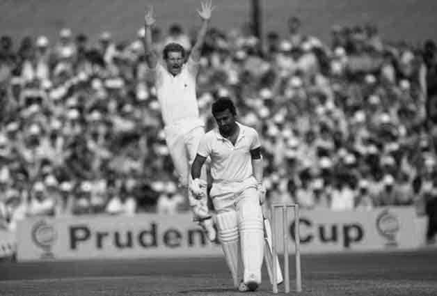 Sunil Gavaskar is caught-behind off a delighted Paul Allott © Getty Images