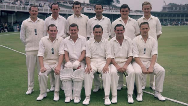Tom Graveney (seated second from right) with the England Test team at Trent Bridge in 1968 © Getty Images