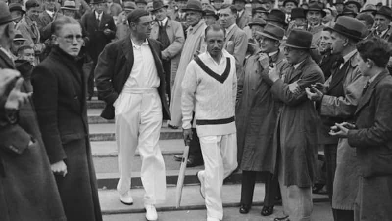The obsession with Don Bradman (right) would grow in Hammond s (left) soul. It would make him bitter, prone to outbursts in his Gloucestershire dressing room.In the above picture, the two legends are going out to toss before the 1938 Nottingham Test &Acirc;&copy; Getty Images