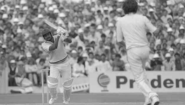 Sandeep Patil giving the finishing touches India's triumph in the 1983 World Cup semifinal against England at Old Trafford © Getty Images