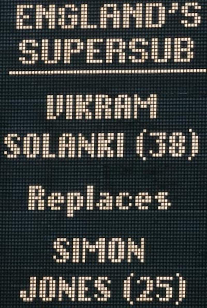 The scoreboard announces Vikram Solanki as super substitute for Simon Jones &Acirc;&copy; Getty Images