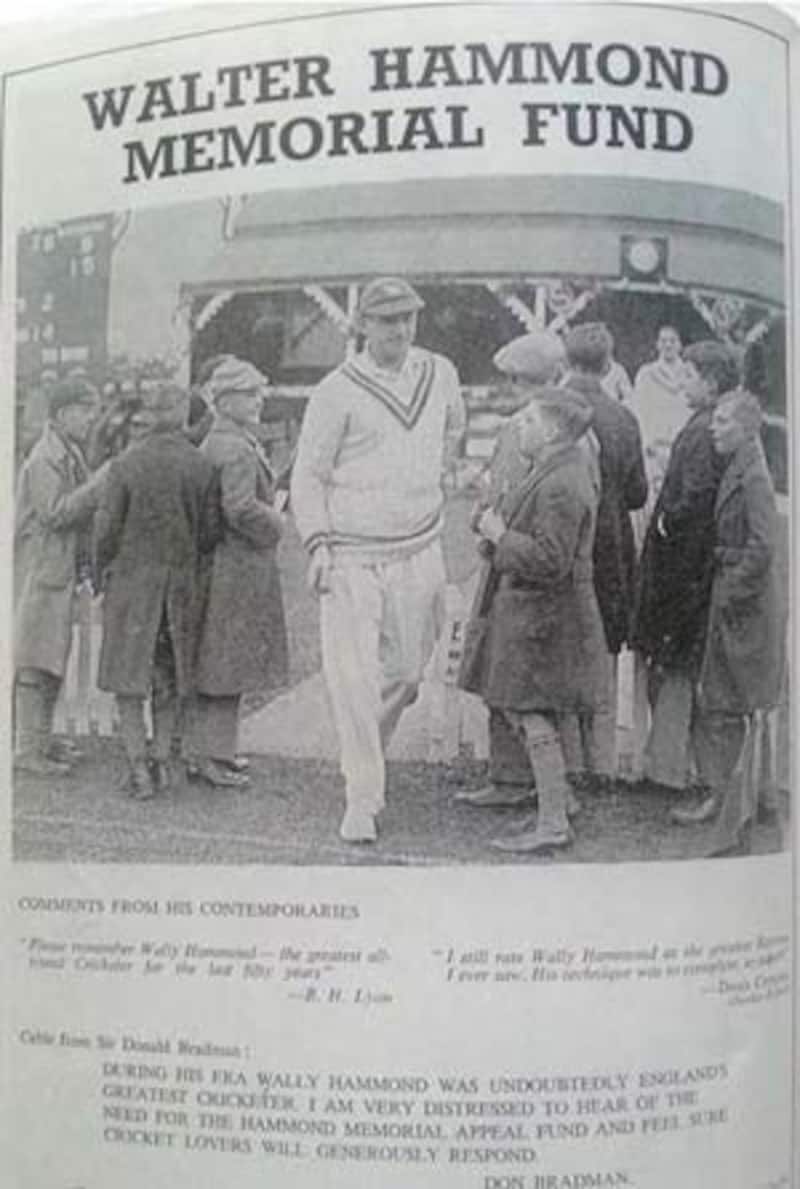 The Walter Hammond Memorial Fund was launched, for the sustenance of the family and the benefit of all 'cricketers throughout the Commonwealth or their dependants whose need for support is approved by the Trustees.&acirc;