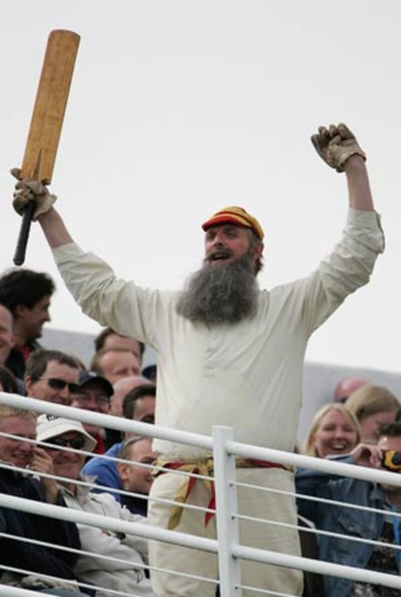 The legend of WG Grace lives on long after his death. Here, a cricket fan dressed as WG Grace, entertains the crowd during Day Two of the Fourth npower Ashes Test between England and Australia on August 26, 2005 at Trent Bridge in Nottingham &copy; Getty Images