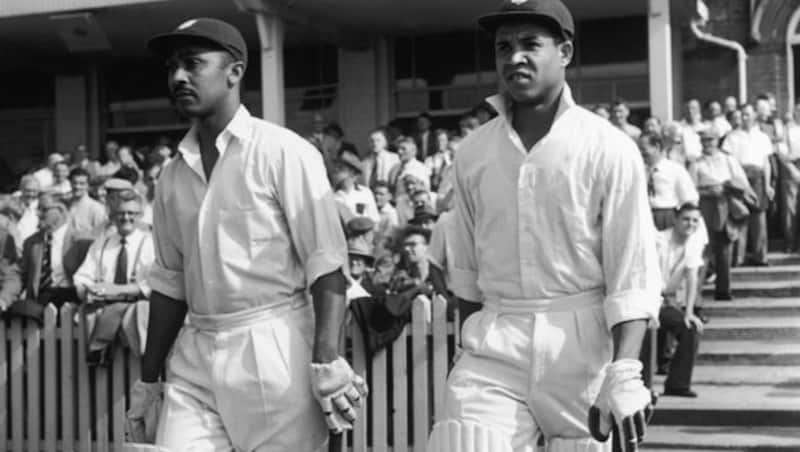 In the first 1960 Bridgetown Test, Frank Worrell (left) scored 197 not out and added 399 with Garry Sobers. The above photo shows Worrell and Sobers coming out to bat in the 3rd Test against England at Trent Bridge, Nottingham in July 1957 &copy; Getty Images