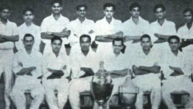 Ranji Trophy Champions Mumbai, 1961-62. Sitting (from left): HD Amroliwala, Naren Tamhane, Gulabrai Ramchand, Madhav Apte (captain), Manohar Hardikar and Baloo Gupte. Standing (from left): Padmakar Shivalkar, Vasu Paranjpe, Sharad Diwadkar, KN Pai, Arvind Apte, AP Varde, Ajit Wadekar and Sudhakar Adhikari. Picture courtesy: H Natarajan.