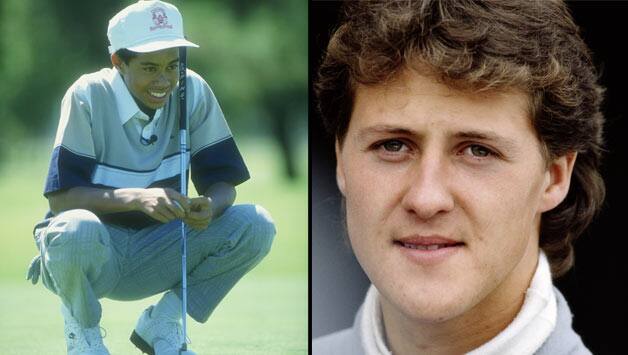 In 1989, Tiger Woods (left), arguably the greatest golfer ever, was a US Junior Amateur golf champion, while seven-time Formula One World Champion Michael Schumacher (right)was a Formula Three racer © Getty Images