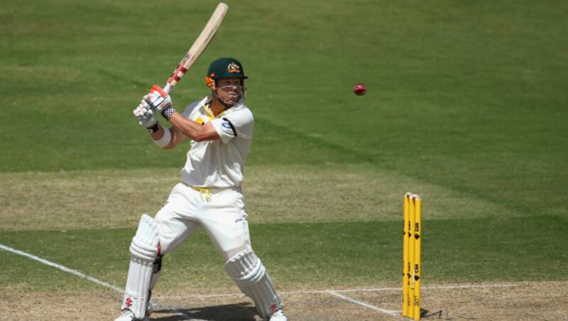 David Warner plays a cut shot on Day Three &Acirc;&copy; Getty Images