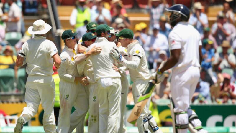 Michael Carberry (right) was dismissed for 60 just before lunch on Day Three of the second Ashes 2013-14 Test &Acirc;&copy; Getty Images
