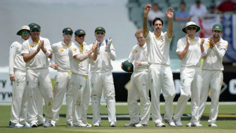 Mitchell Johnson took seven wickets in England's first innings of the second Ashes 2013-14 Test at the Adelaide Oval © Getty Images