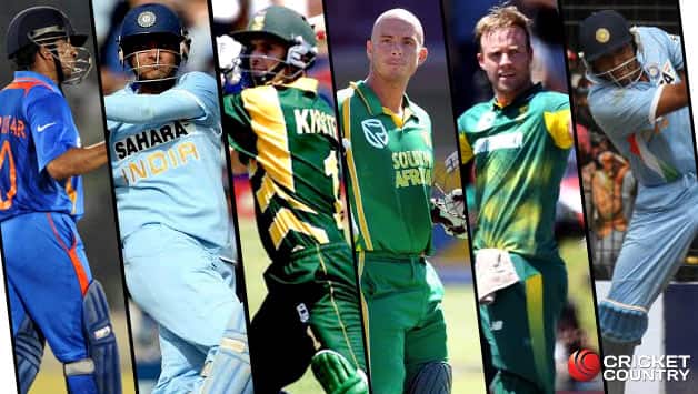 From left to right: Sachin Tendulkar, Sourav Ganguly, Gary Kirsten, Herschelle Gibbs, AB de Villiers and Yusuf Pathan © Getty Images